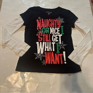 Naughty Or Nice I Still Get What I Want Juniors XL Christmas Holiday Long Sleeve